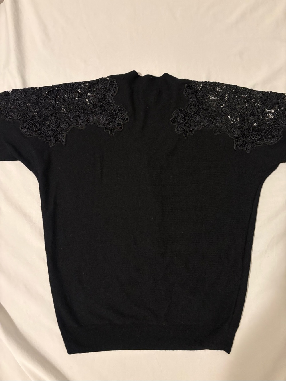 Massimo Dutti Black Lace Shoulder V Neck Cardigan Sweater S - Picture 2 of 8